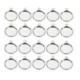 Maxbell 20Pc 10mm Silver Round Pendant Blank Cabochon Base Setting Trays DIY Jewelry