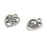 Maxbell 50pcs Filigree Heart DIY Charm Jewelry Pendant Beads Craft