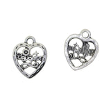 Maxbell 50pcs Filigree Heart DIY Charm Jewelry Pendant Beads Craft