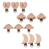 Max 3 Pieces Baby Wooden Metal Pacifier Clips Soother Holder Heart 36x50mm