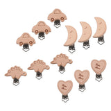 Max 3 Pieces Baby Wooden Metal Pacifier Clips Soother Holder Heart 36x50mm