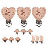 Max 3 Pieces Baby Wooden Metal Pacifier Clips Soother Holder Heart 36x50mm
