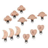 Max 3 Pieces Baby Wooden Metal Pacifier Clips Soother Holder Heart 36x50mm