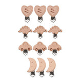 Max 3 Pieces Baby Wooden Metal Pacifier Clips Soother Holder Heart 36x50mm