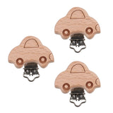 Max 3 Pieces Baby Wooden Metal Pacifier Clips Soother Holder Car 44x45mm