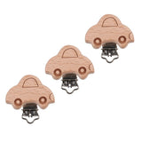 Max 3 Pieces Baby Wooden Metal Pacifier Clips Soother Holder Car 44x45mm