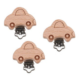Max 3 Pieces Baby Wooden Metal Pacifier Clips Soother Holder Car 44x45mm