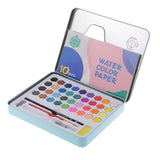 Maxbell 36 Colors Solid Watercolor Paints Pan Set with Case for Kids Painting Blue
