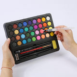 Maxbell 36 Colors Solid Watercolor Paints Pan Set with Case for Kids Painting Blue