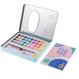 Maxbell 36 Colors Solid Watercolor Paints Pan Set with Case for Kids Painting Blue