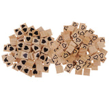 Max 100 Pieces Heart Printed Wood Cube Blocks Puzzle Craft Tiles 20x18mm Natural