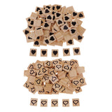 Max 100 Pieces Heart Printed Wood Cube Blocks Puzzle Craft Tiles 20x18mm Natural