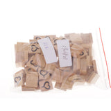 Max 100 Pieces Heart Printed Wood Cube Blocks Puzzle Craft Tiles 20x18mm Natural