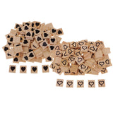 Max 100 Pieces Heart Printed Wood Cube Blocks Puzzle Craft Tiles 20x18mm Natural