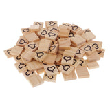 Max 100 Pieces Heart Printed Wood Cube Blocks Puzzle Craft Tiles 20x18mm Natural