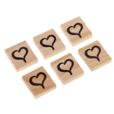 Max 100 Pieces Heart Printed Wood Cube Blocks Puzzle Craft Tiles 20x18mm Natural