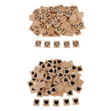 Max 100 Pieces Heart Printed Wood Cube Blocks Puzzle Craft Tiles 20x18mm Natural