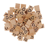 Max 100 Pieces Heart Printed Wood Cube Blocks Puzzle Craft Tiles 20x18mm Natural