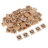 Max 100 Pieces Heart Printed Wood Cube Blocks Puzzle Craft Tiles 20x18mm Natural