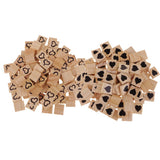Max 100 Pieces Heart Printed Wood Cube Blocks Puzzle Craft Tiles 20x18mm Natural