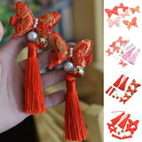 Max 3Pairs Chinese Style Cotton Butterfly Fabric Hair Qipao Accessories for Kids