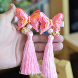 Max 3Pairs Chinese Style Cotton Butterfly Fabric Hair Qipao Accessories for Kids