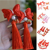 Max 3Pairs Chinese Style Cotton Butterfly Fabric Hair Qipao Accessories for Kids