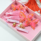 Max 1 Set Chinese Style Festive Butterfly Tassel Material DIY Hair Accessories