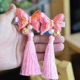 Max 1 Set Chinese Style Festive Butterfly Tassel Material DIY Hair Accessories