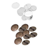 Max 10pcs Cabochon Brooch Setting Blank Brooch Pin Bezel Tray DIY Base Bronze