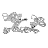 Max 10pcs filigree flower Pendant Pinch Bails Connector DIY Jewelry Platinum