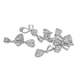 Max 10pcs filigree flower Pendant Pinch Bails Connector DIY Jewelry Platinum