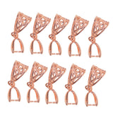 Max 10pcs filigree flower Pendant Pinch Bails Connector DIY Jewelry Rose Gold