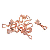 Max 10pcs filigree flower Pendant Pinch Bails Connector DIY Jewelry Rose Gold