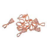 Max 10pcs filigree flower Pendant Pinch Bails Connector DIY Jewelry Rose Gold