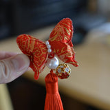 Max Butterfly Knot Hair Clip Hair Decors DIY Hair Accessory Kit Craft Golden+Red
