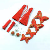 Max Butterfly Knot Hair Clip Hair Decors DIY Hair Accessory Kit Craft Golden+Red
