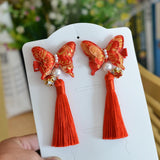 Max Butterfly Knot Hair Clip Hair Decors DIY Hair Accessory Kit Craft Golden+Red