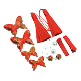 Max Butterfly Knot Hair Clip Hair Decors DIY Hair Accessory Kit Craft Golden+Red