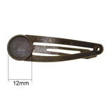 Max 10Pcs DIY Barrettes Snap Hair Clips 12mm Round Bezel Setting Tray Bronze