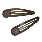 Max 10Pcs DIY Barrettes Snap Hair Clips 12mm Round Bezel Setting Tray Bronze