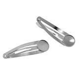 Max 10Pcs DIY Barrettes Snap Hair Clips 12mm Round Bezel Setting Tray Whitegold