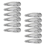 Max 10Pcs DIY Barrettes Snap Hair Clips 12mm Round Bezel Setting Tray Whitegold