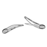 Max 10Pcs DIY Barrettes Snap Hair Clips 12mm Round Bezel Setting Tray Whitegold