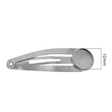 Max 10Pcs DIY Barrettes Snap Hair Clips 12mm Round Bezel Setting Tray Whitegold