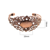 Max 2 Pieces 25.4mm Blank Oval Cabochon Bezel Setting DIY Bracelet Bangle Bronze