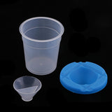 Maxbell Art Supply 4 Piece Children No Spill Paint Cups with Colored Lids and 12 Piece Large Round Brush Set with Plastic Handles and Palette