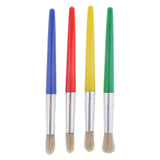 Maxbell Art Supply 4 Piece Children No Spill Paint Cups with Colored Lids and 12 Piece Large Round Brush Set with Plastic Handles and Palette