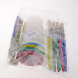Maxbell Art Supply 4 Piece Children No Spill Paint Cups with Colored Lids and 12 Piece Large Round Brush Set with Plastic Handles and Palette