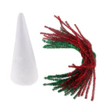 Max 20cm DIY Christmas Tree Styrofoam Foam and 40 Pieces Red Green Tinsel Stems